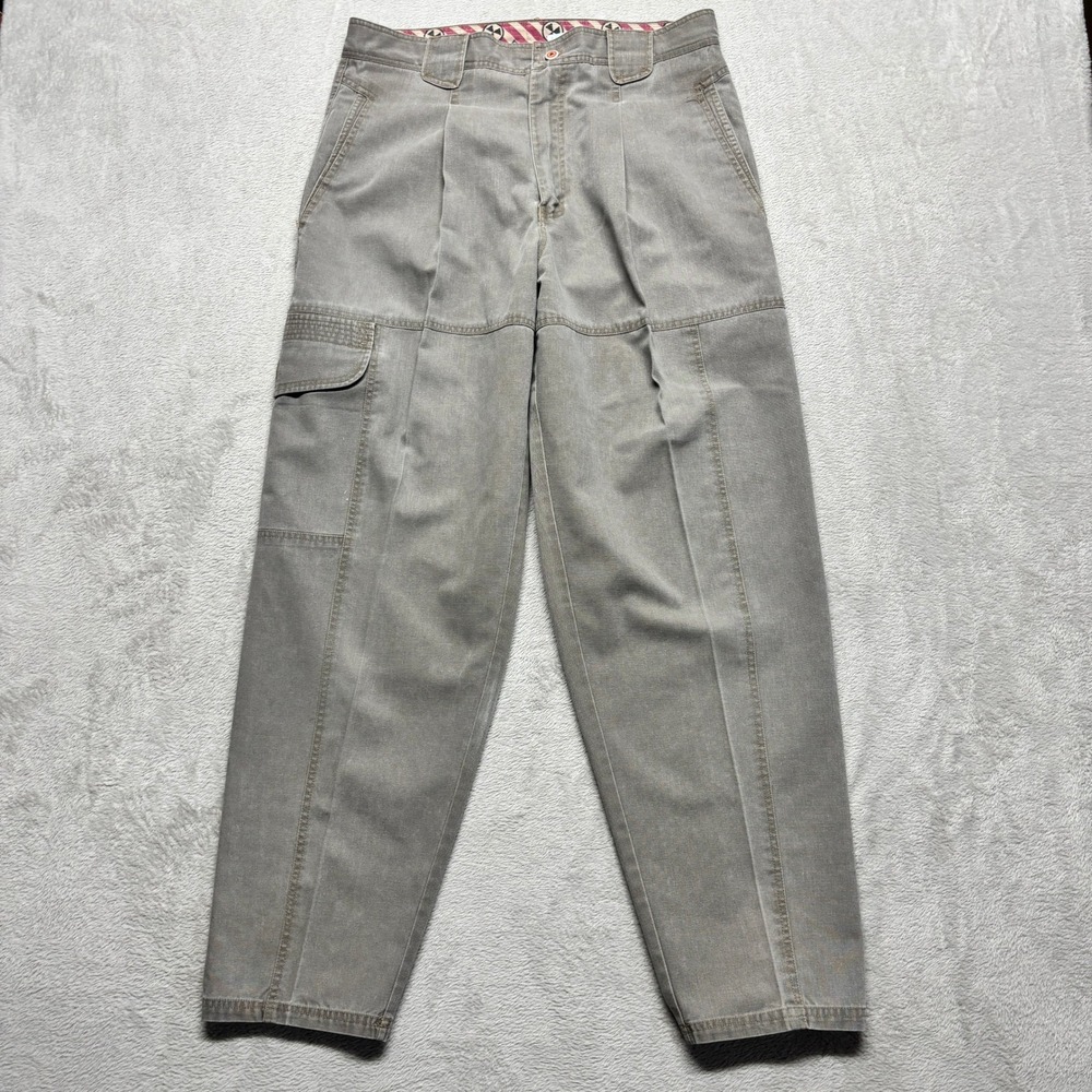 VTG Bugle Boy Non-Toxic Mens 32x30 Pleated Canvas Cargo Pants 90s Y2K Skater - Picture 1 of 8